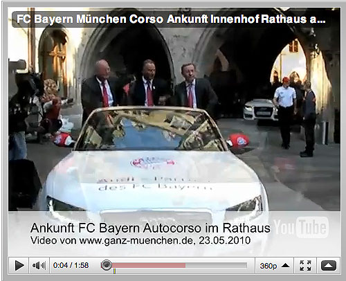 Video: FC Bayern München Autocorso Ankunft am Marienplatz am 23.05.2010